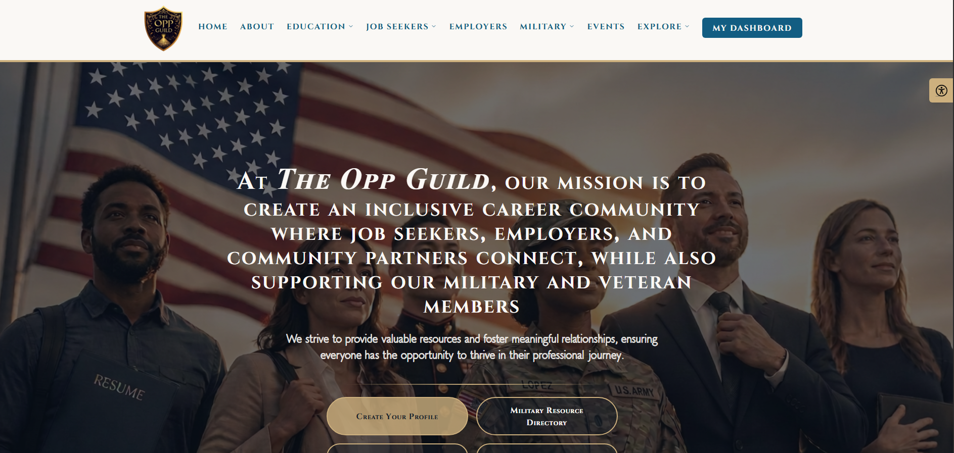 Homepage of a community platform and job board